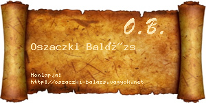 Oszaczki Balázs névjegykártya